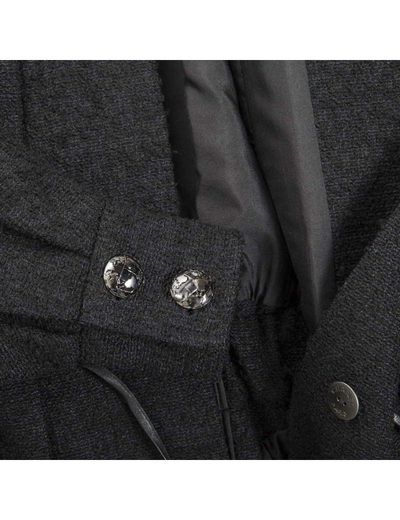 CHANEL coat in black tweed wool size 38/40FR