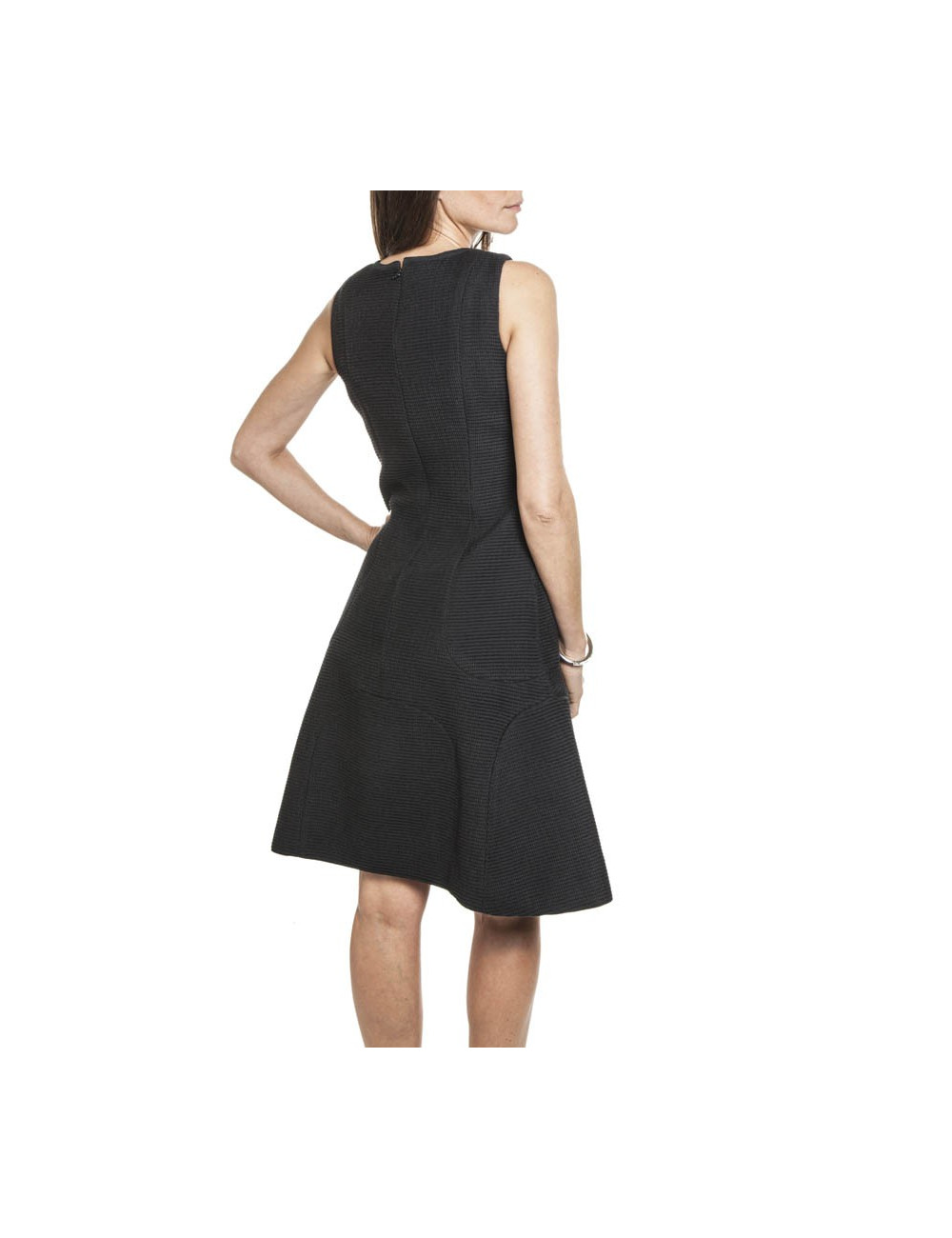 Black CHANEL T 36 FR cotton trapeze dress