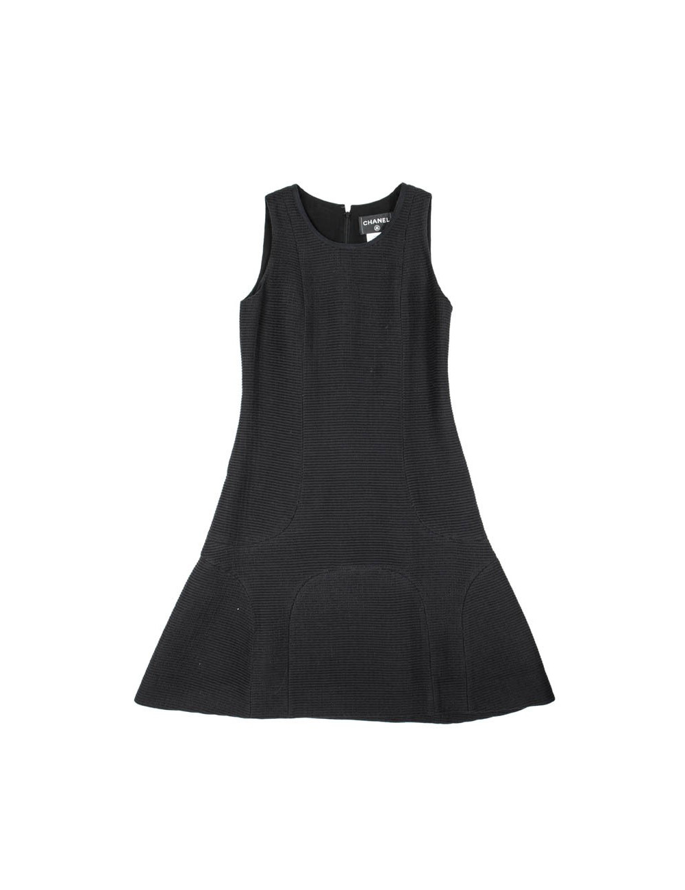 Black CHANEL T 36 FR cotton trapeze dress