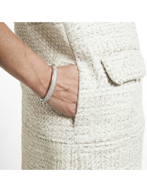 CHANEL T 42 painted tweed sleeveless dress cream