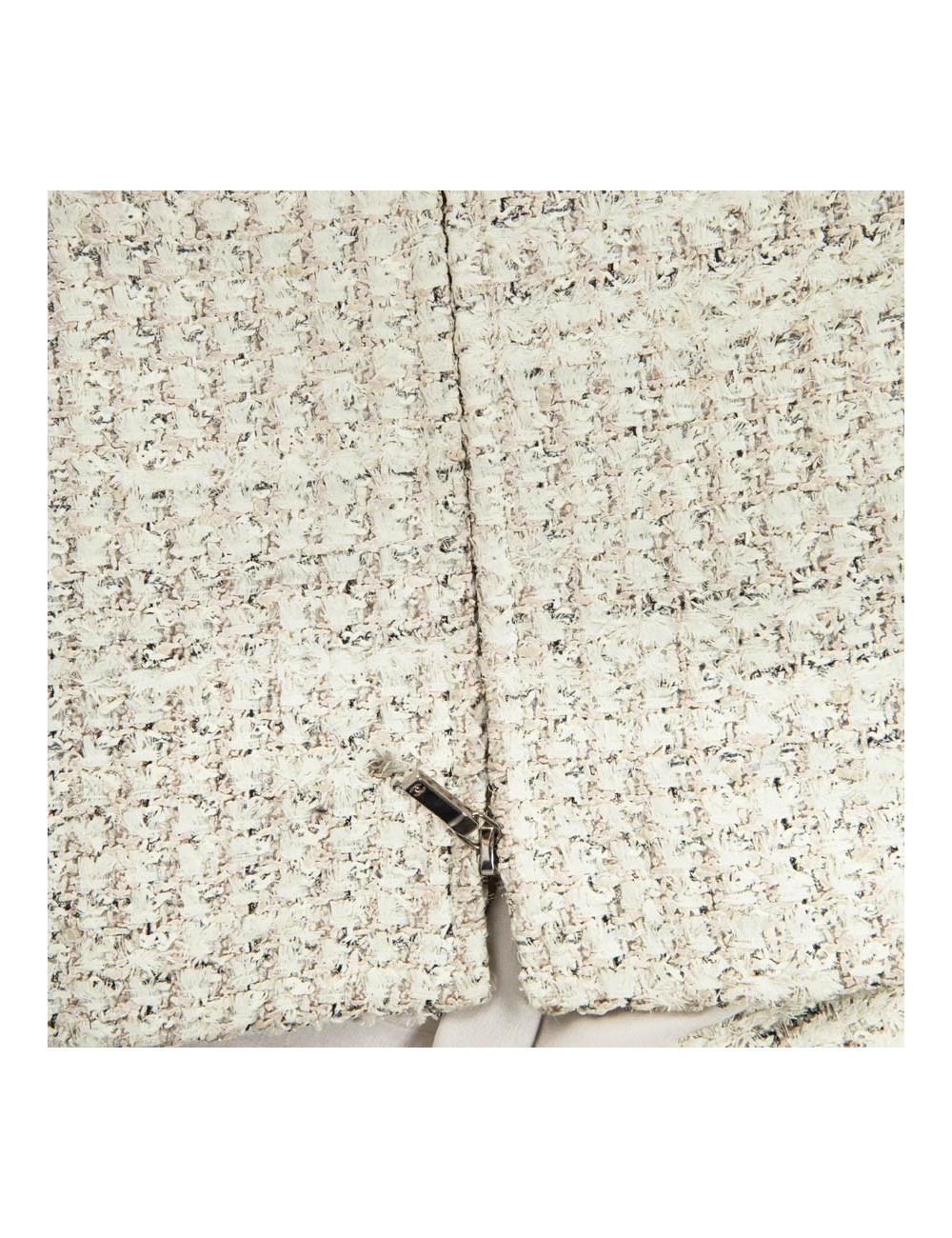 CHANEL T 42 painted tweed sleeveless dress cream