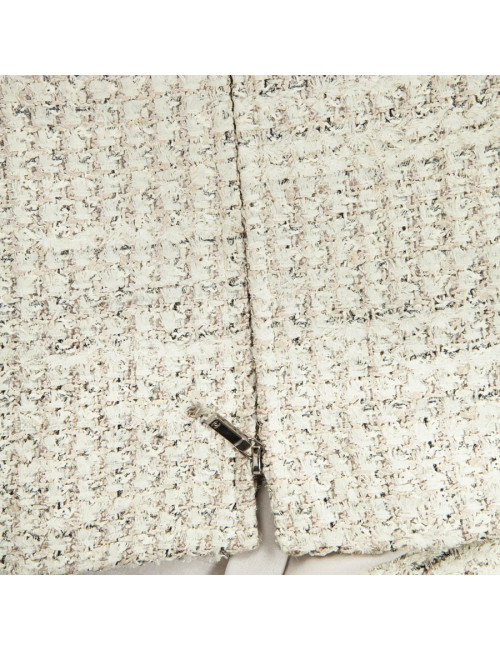 CHANEL T 42 painted tweed sleeveless dress cream