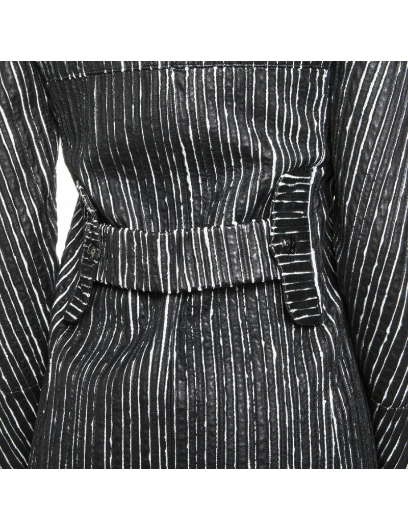 Caban CHANEL cuir rayé noir et blanc