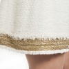 Robe CHANEL T 36 tweed crème broderies chaines dorées