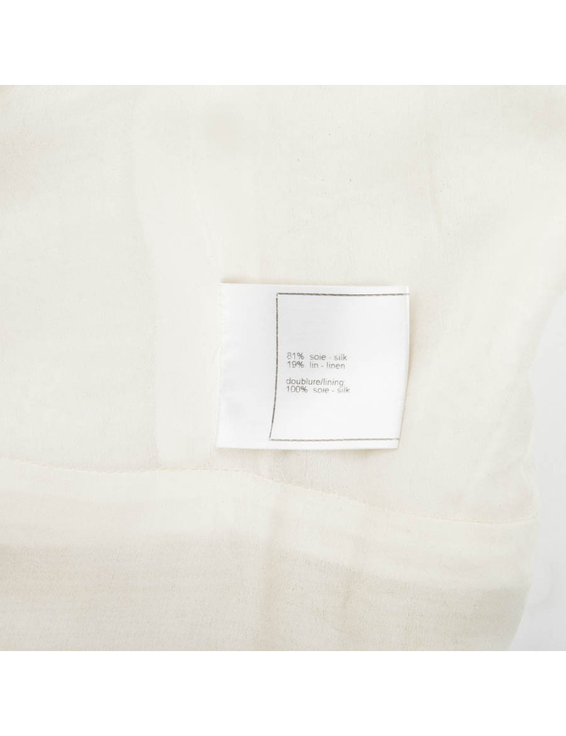 Robe CHANEL T 36 tweed crème broderies chaines dorées