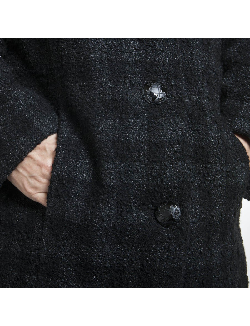 Manteau CHANEL T 38 fr tweed lamé noir