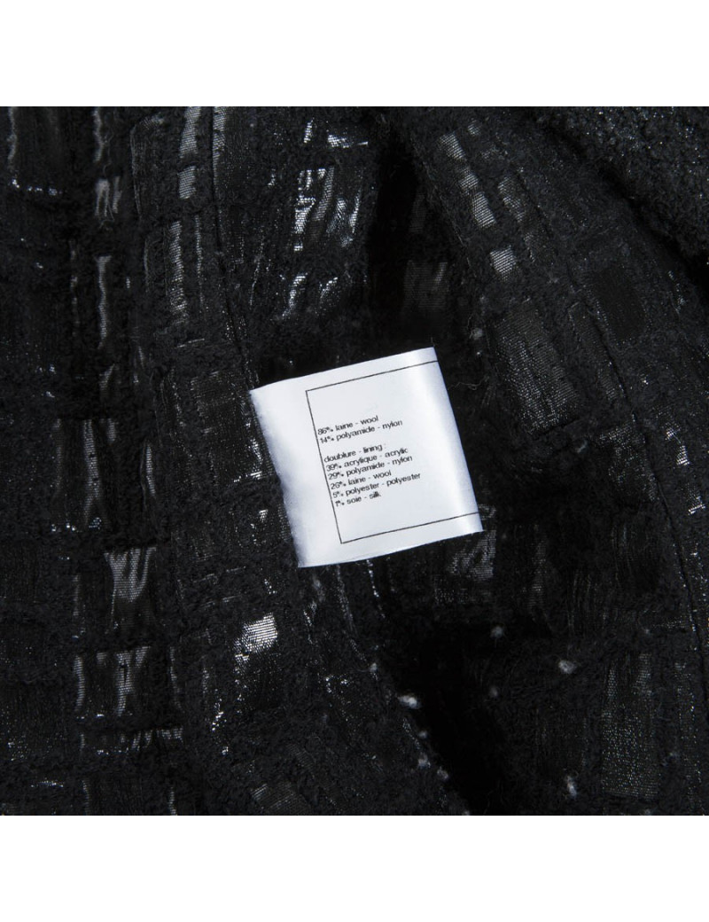 Manteau CHANEL T 38 fr tweed lamé noir