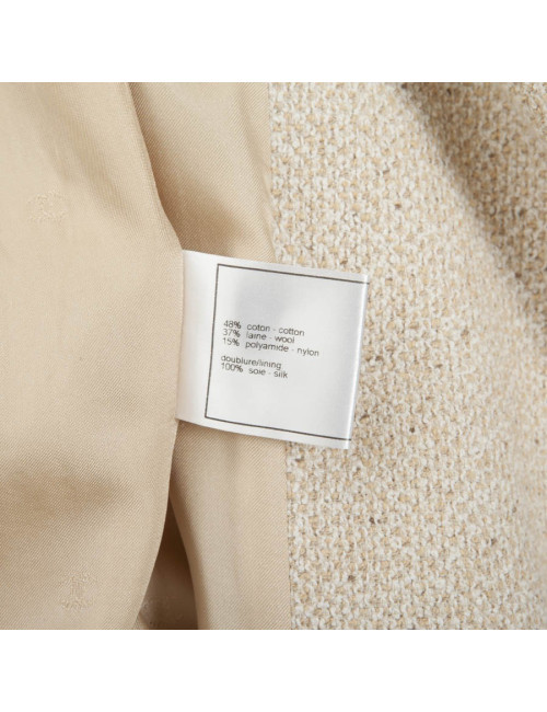 Veste CHANEL T 38 en twed beige croisée
