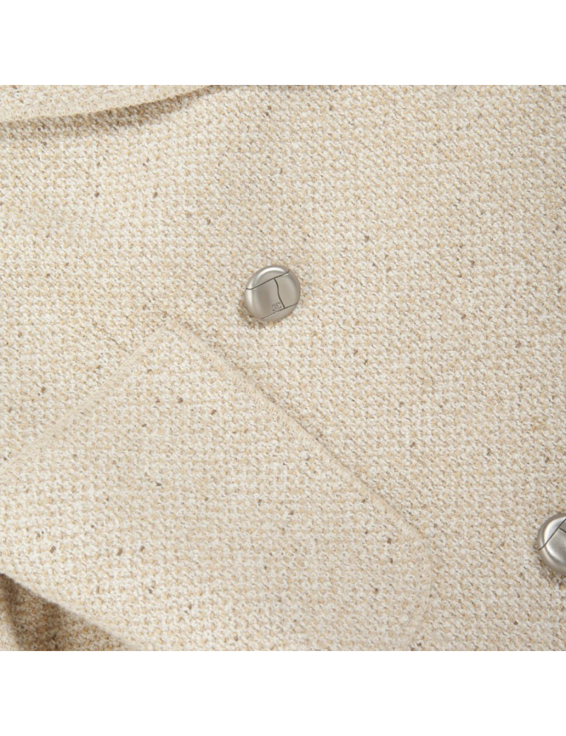 Veste CHANEL T 38 en twed beige croisée