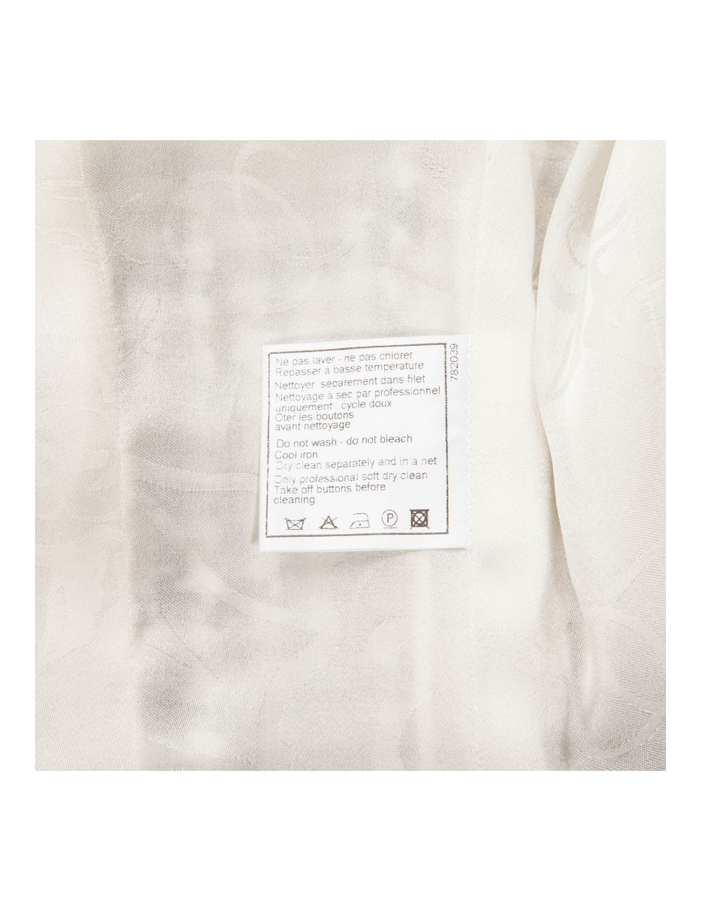 Veste CHANEL T 42 pied de poule beige et bleu