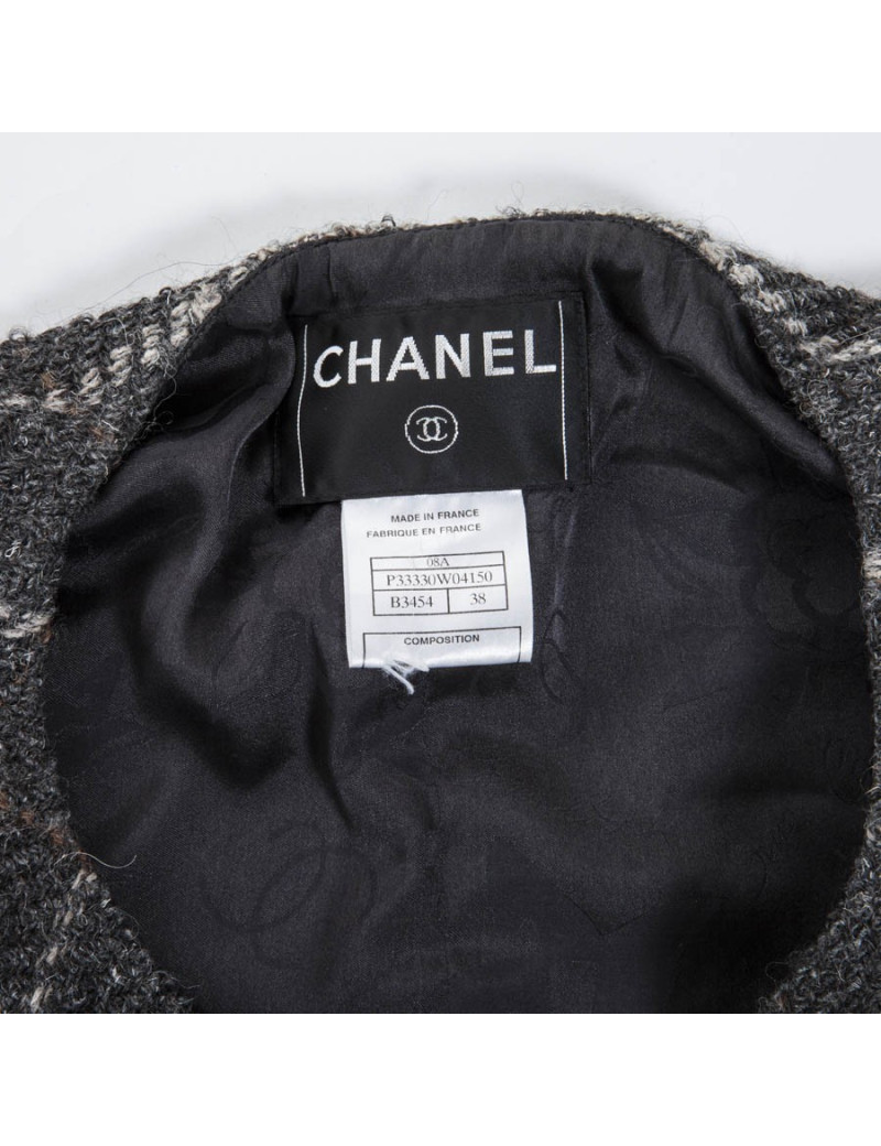 Veste CHANEL tweed gris T38