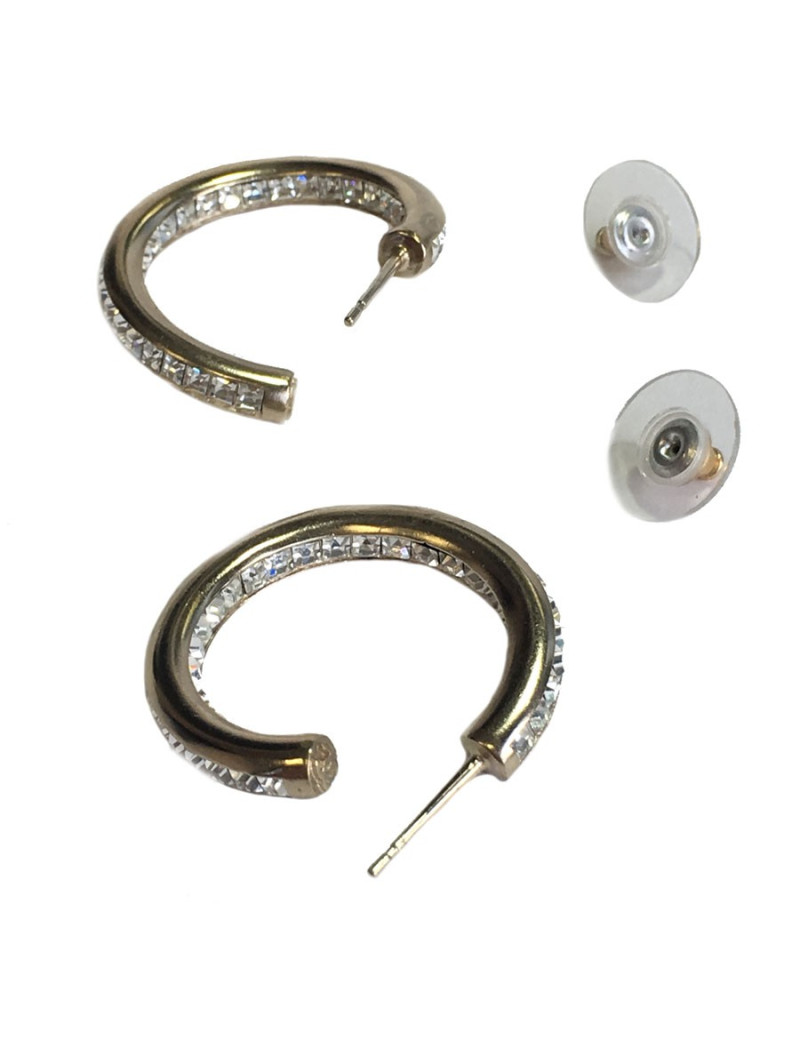 Créoles CHANEL strass et métal doré