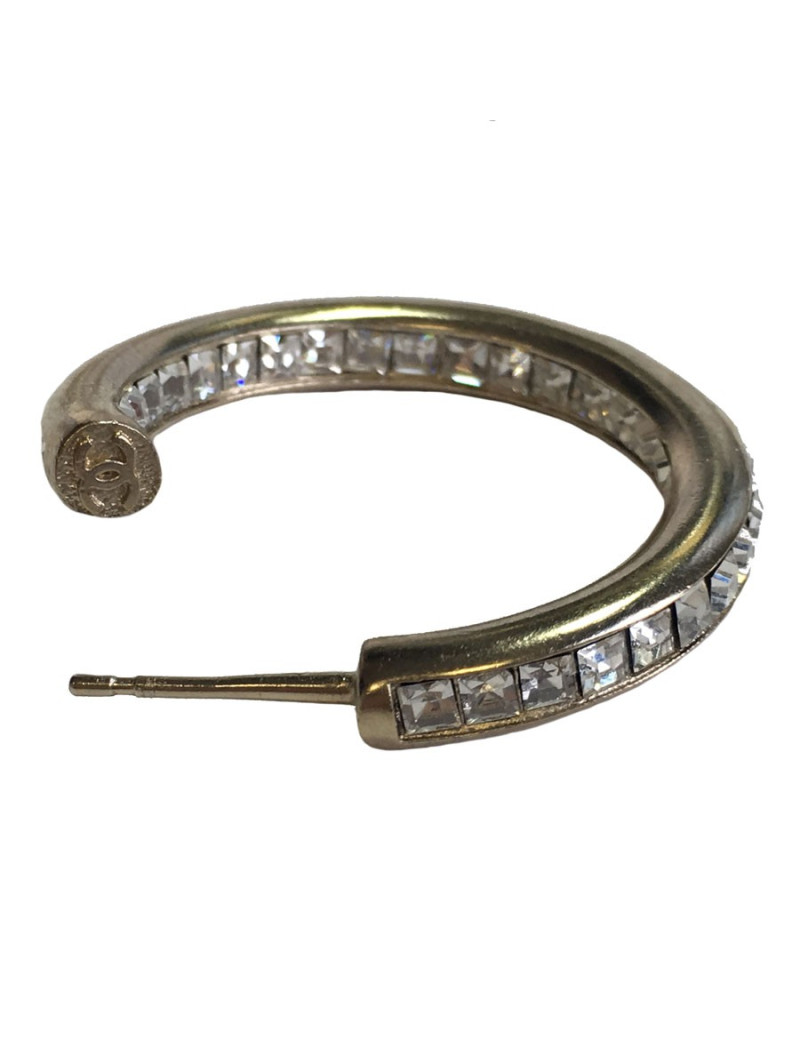 Créoles CHANEL strass et métal doré