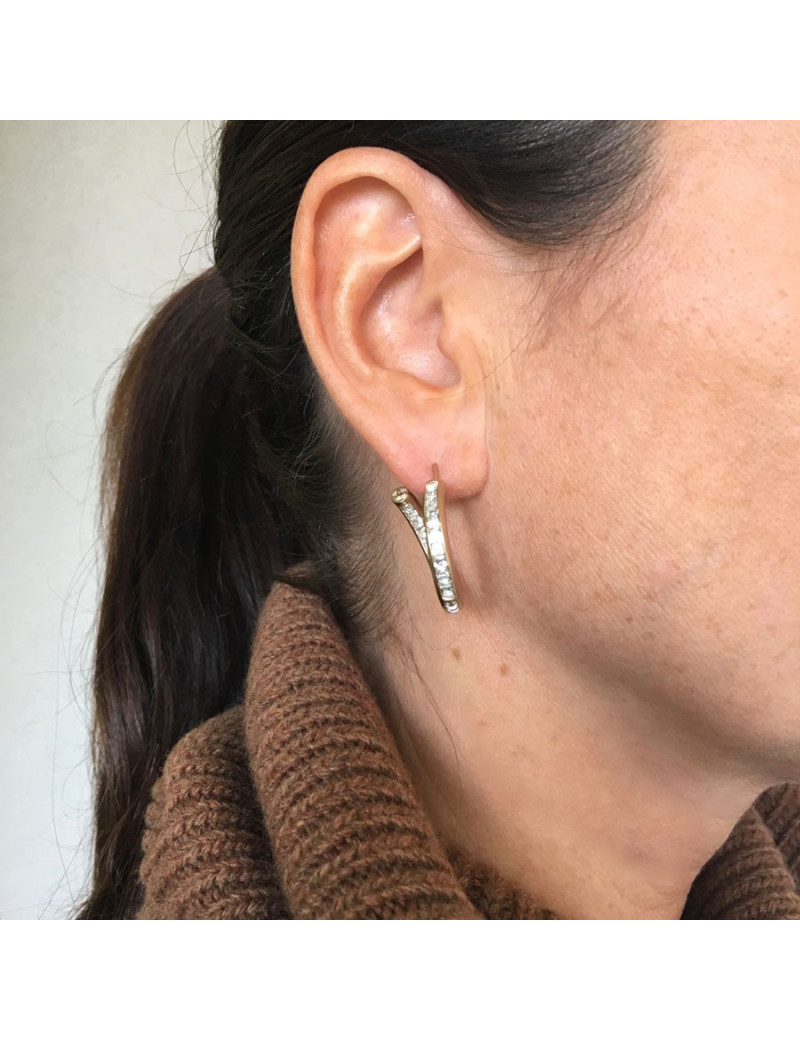 Créoles CHANEL strass et métal doré