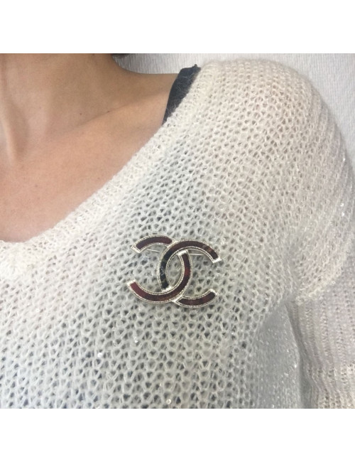 Broche CC CHANEL tweed écossais "Paris Edimbourg"