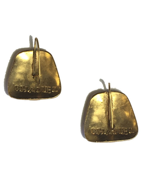 Boucles d'oreilles clous CHANEL en métal doré vintage