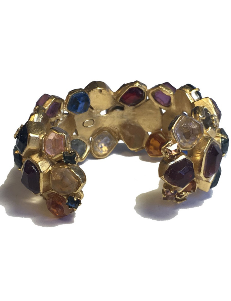 Bracelet CHANEL pierres multicolore et métal doré à l'or fin