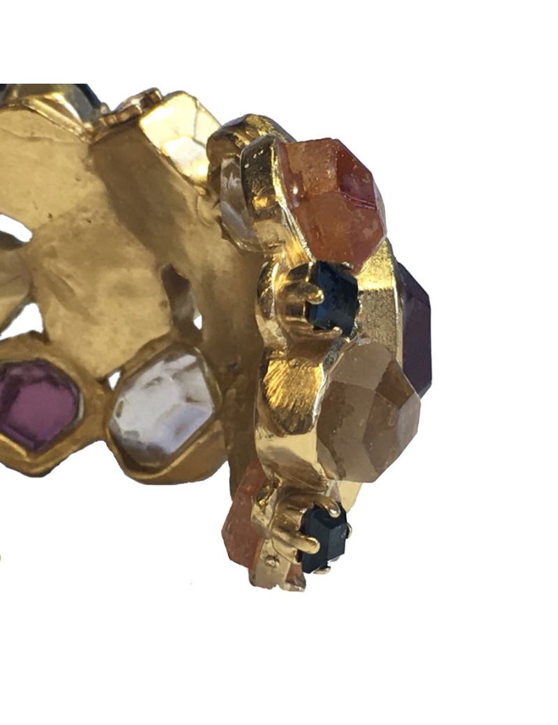 Bracelet CHANEL pierres multicolore et métal doré à l'or fin