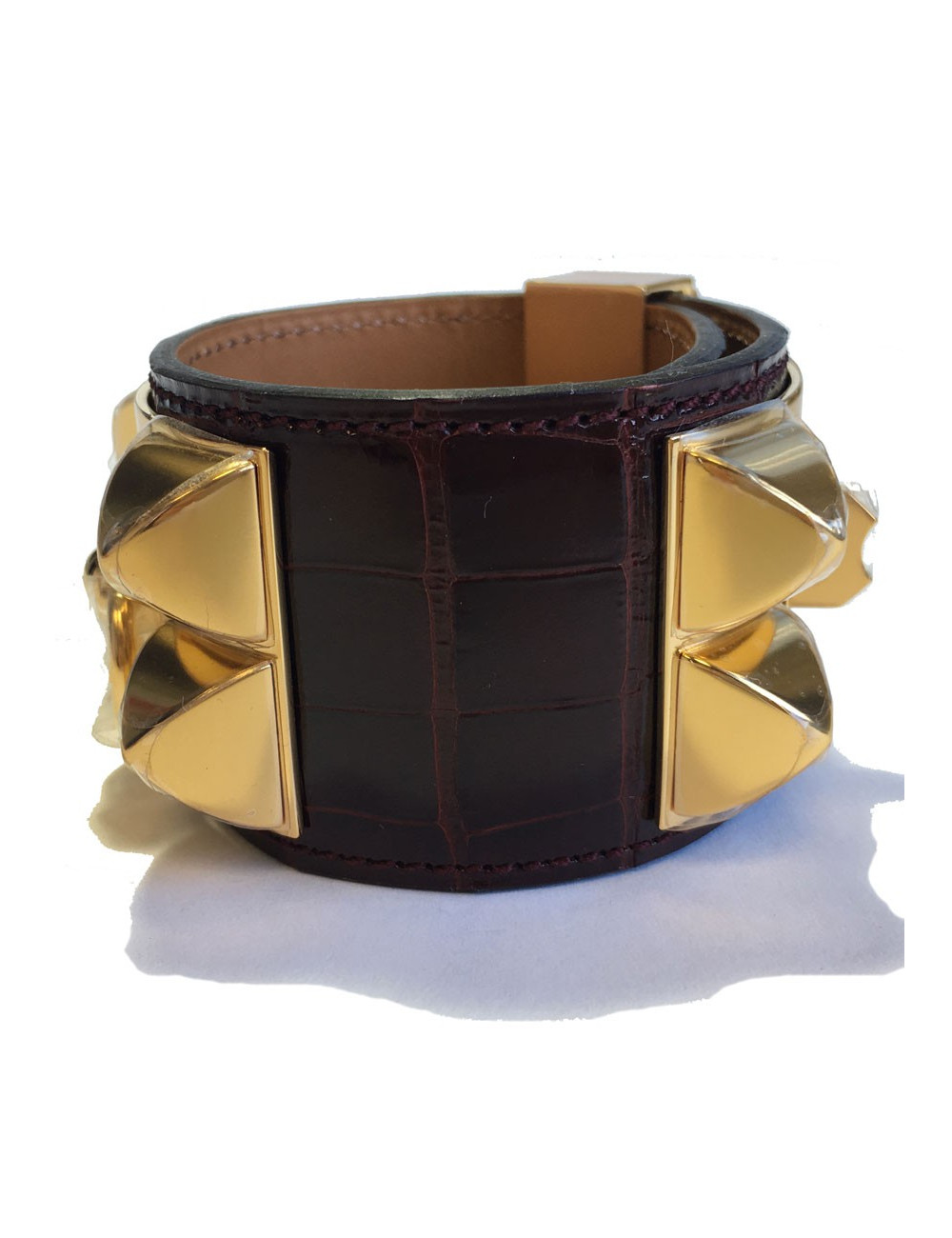 xxx Manchette MEDOR HERMES alligator mississipi couleur Bourgogne