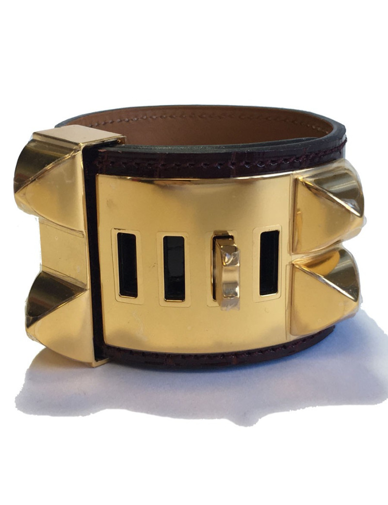 xxx Manchette MEDOR HERMES alligator mississipi couleur Bourgogne