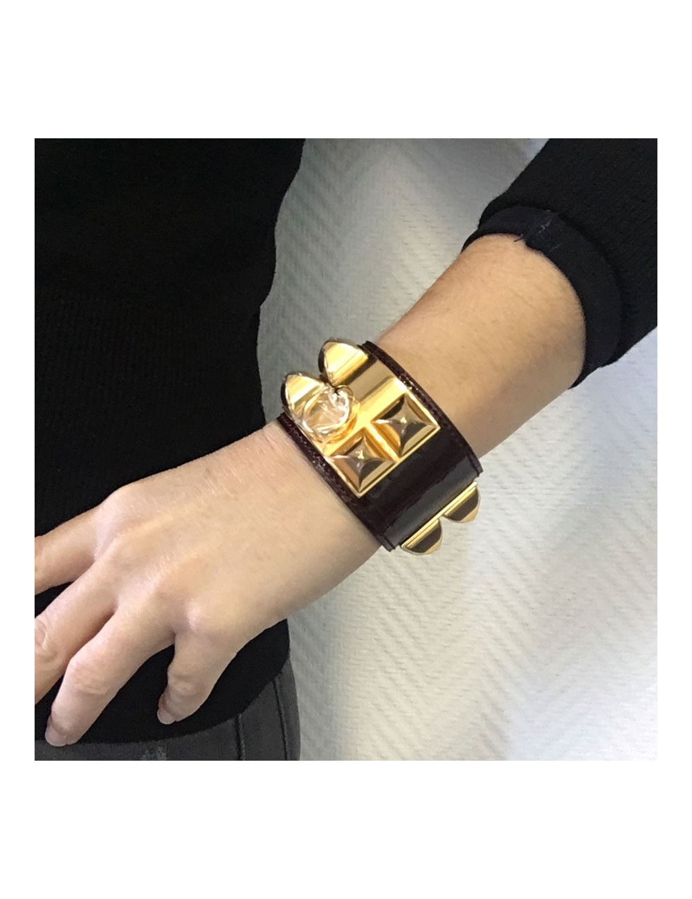 xxx Manchette MEDOR HERMES alligator mississipi couleur Bourgogne