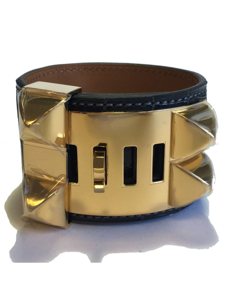 Manchette MEDOR HERMES alligator mississipi couleur graphite