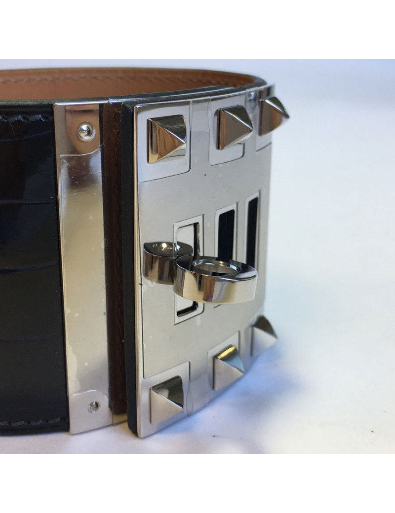 HERMES cuff "Extreme" blue alligator marine