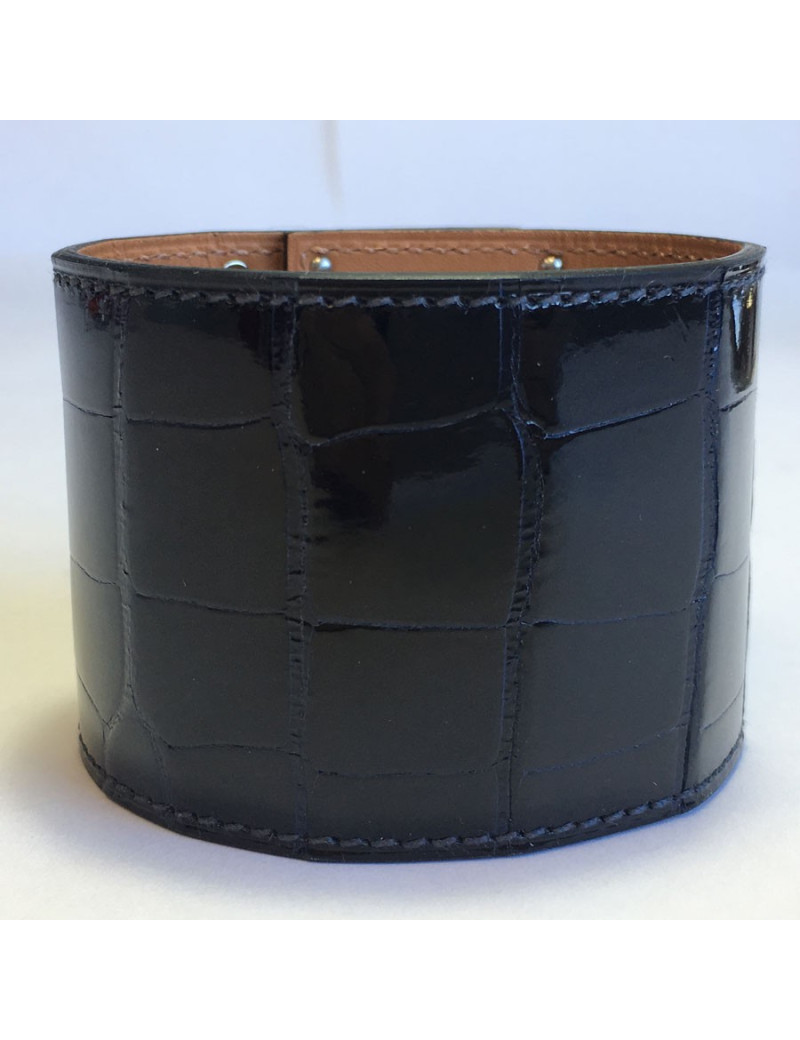 Manchette  HERMES "Extreme" en alligator bleu marine