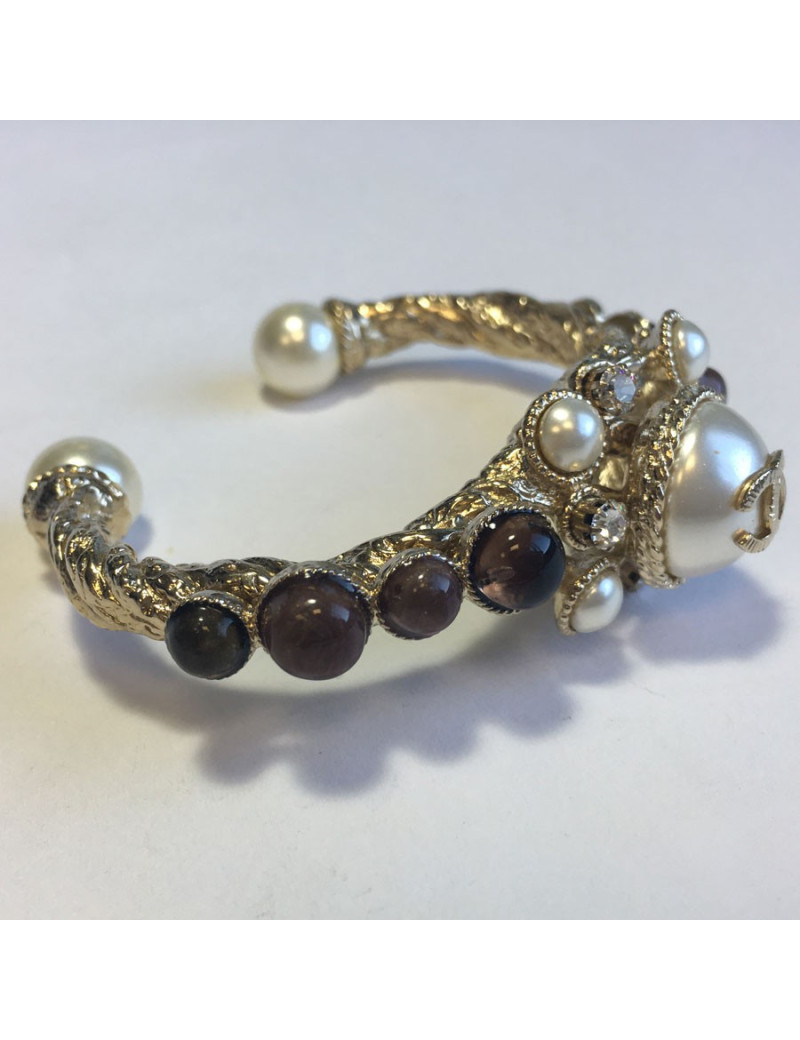 Bracelet CHANEL pâte de verre et perles nacrées