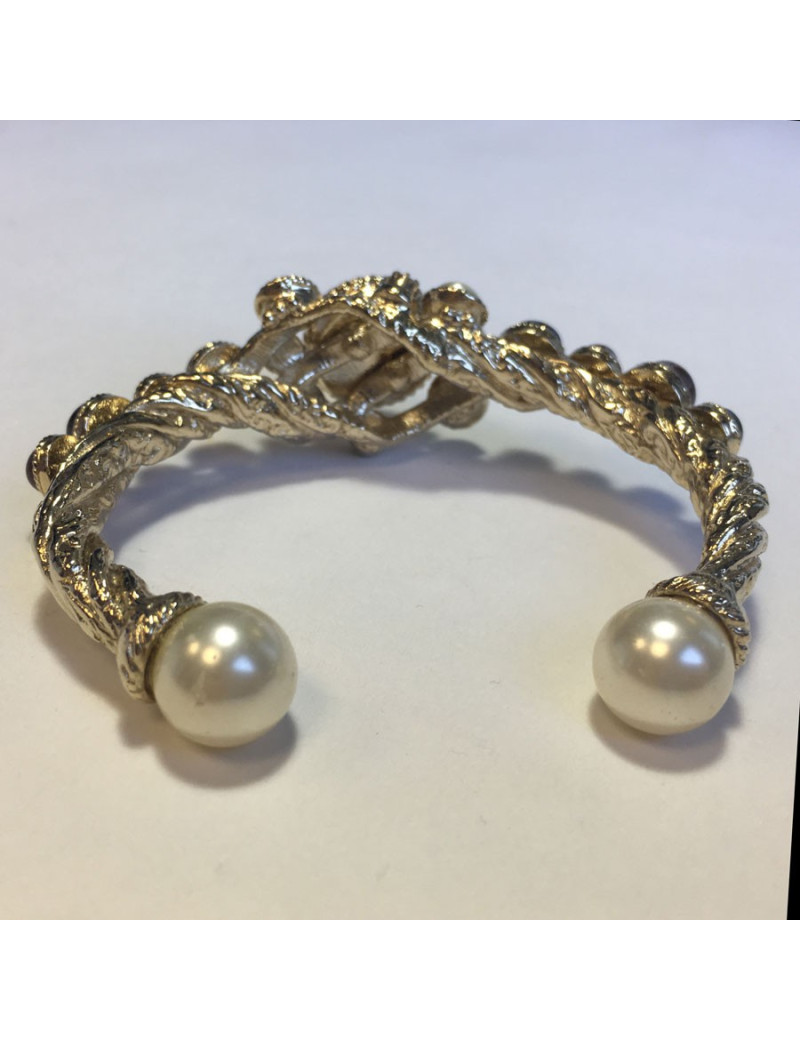 Bracelet CHANEL pâte de verre et perles nacrées