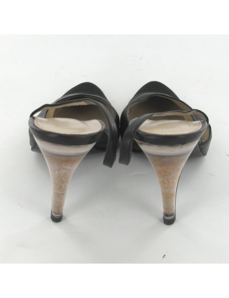 Escarpins cuir et soie noir T39 CHANEL