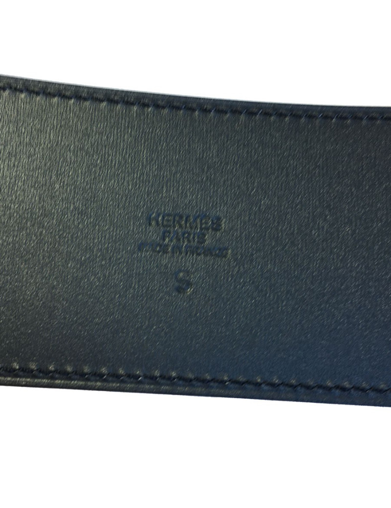 Ceinture HERMES "Diane" en cuir swift noir et bijouterie palladiée T 85