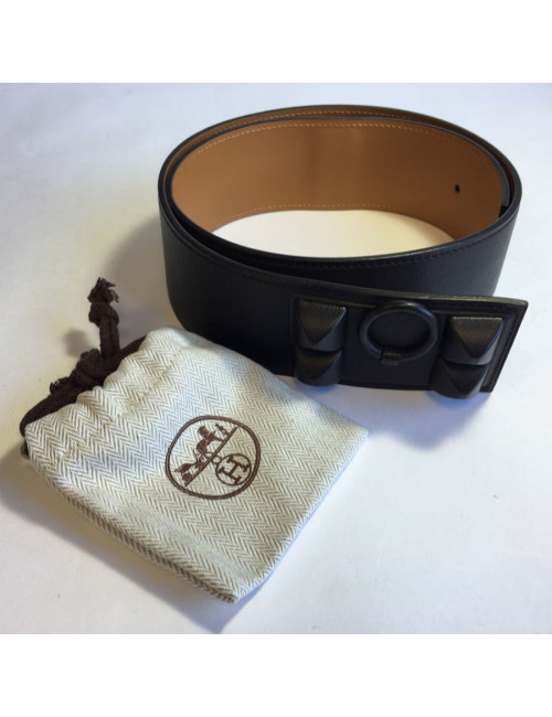 Ceinture HERMES CDC en veau swift et chamonix ébène et gold T85