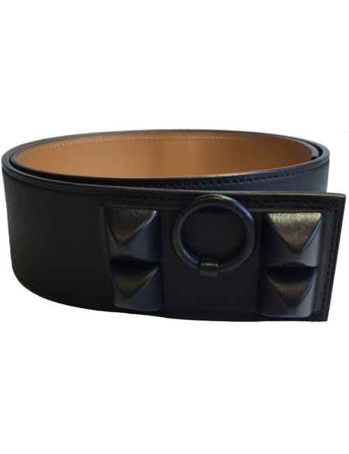 Ceinture HERMES CDC en veau swift et chamonix ébène et gold T85