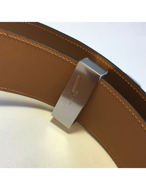 Belt HERMES CDC calf chocolate box and jewelry palladiee T90