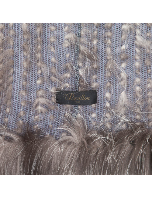 REVILLON hood in silver fox fur