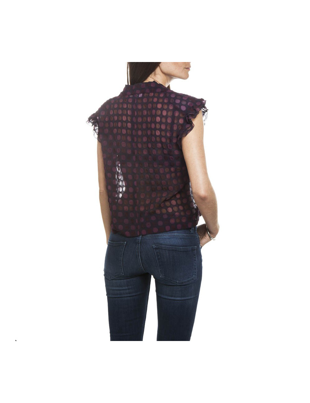 Blouse CHANEL à pois marron et prune