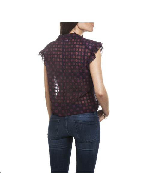 Blouse CHANEL à pois marron et prune