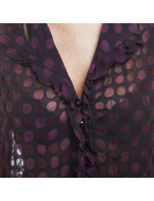Blouse CHANEL à pois marron et prune