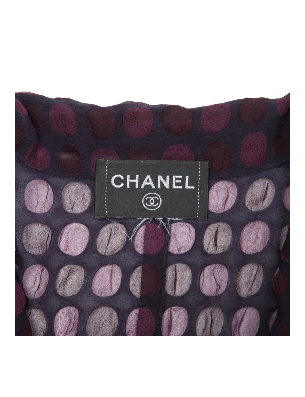 Blouse CHANEL à pois marron et prune