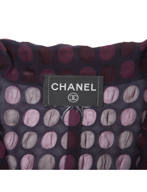 Blouse CHANEL à pois marron et prune