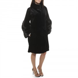 CHRISTIAN DIOR T36 black shaved mink coat