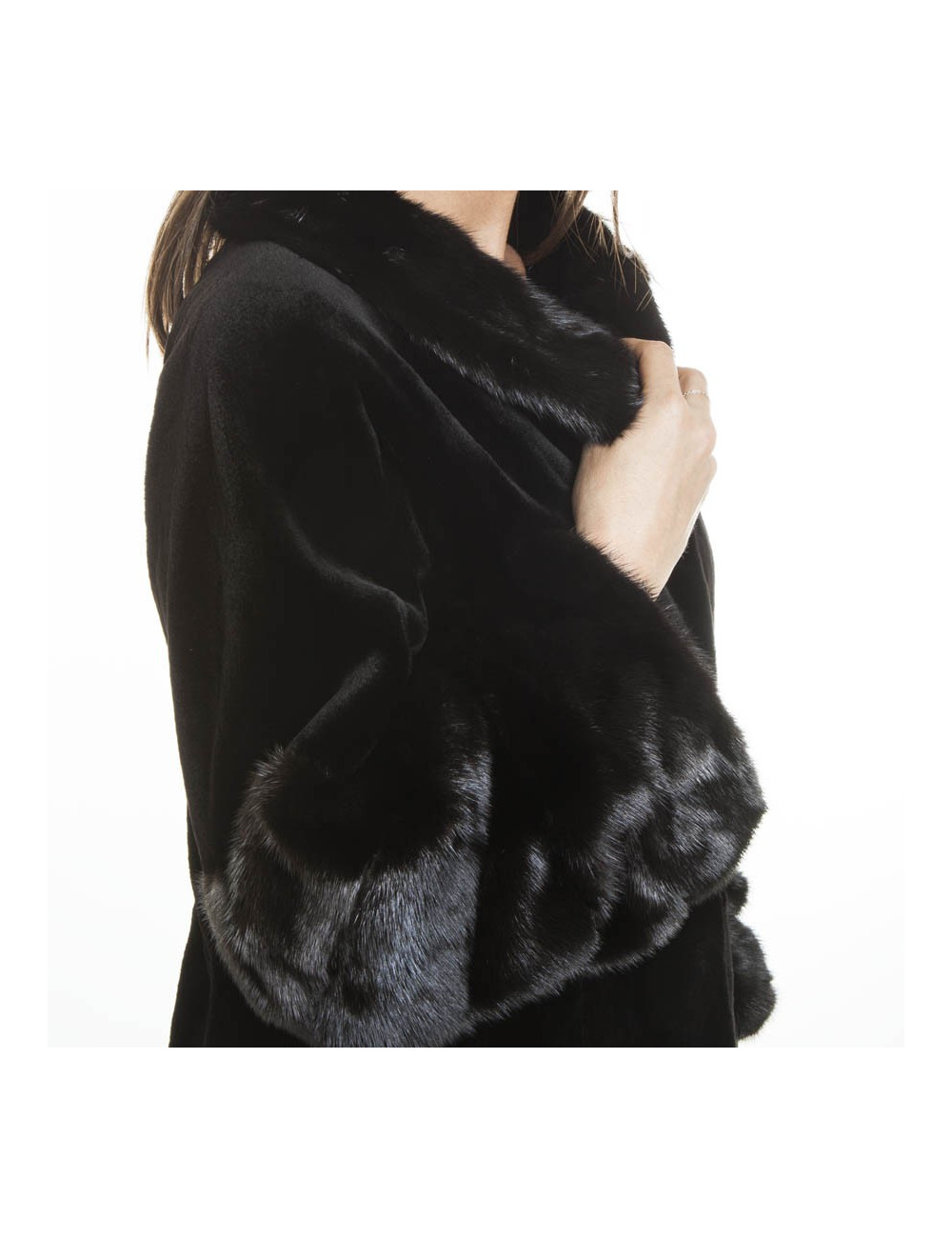 CHRISTIAN DIOR T36 black shaved mink coat