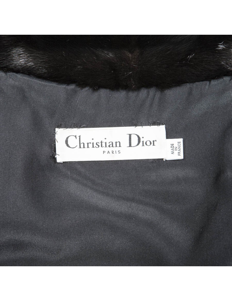 CHRISTIAN DIOR T36 black shaved mink coat