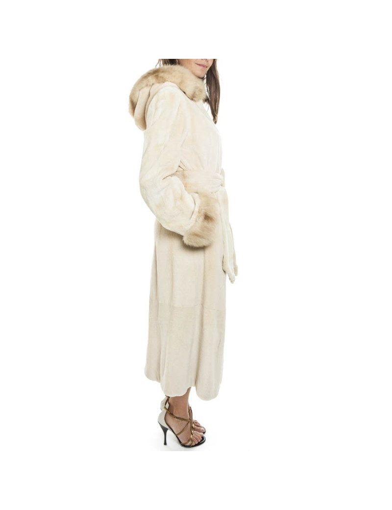 MILADY long coat in beige mink and sand Size 42EU