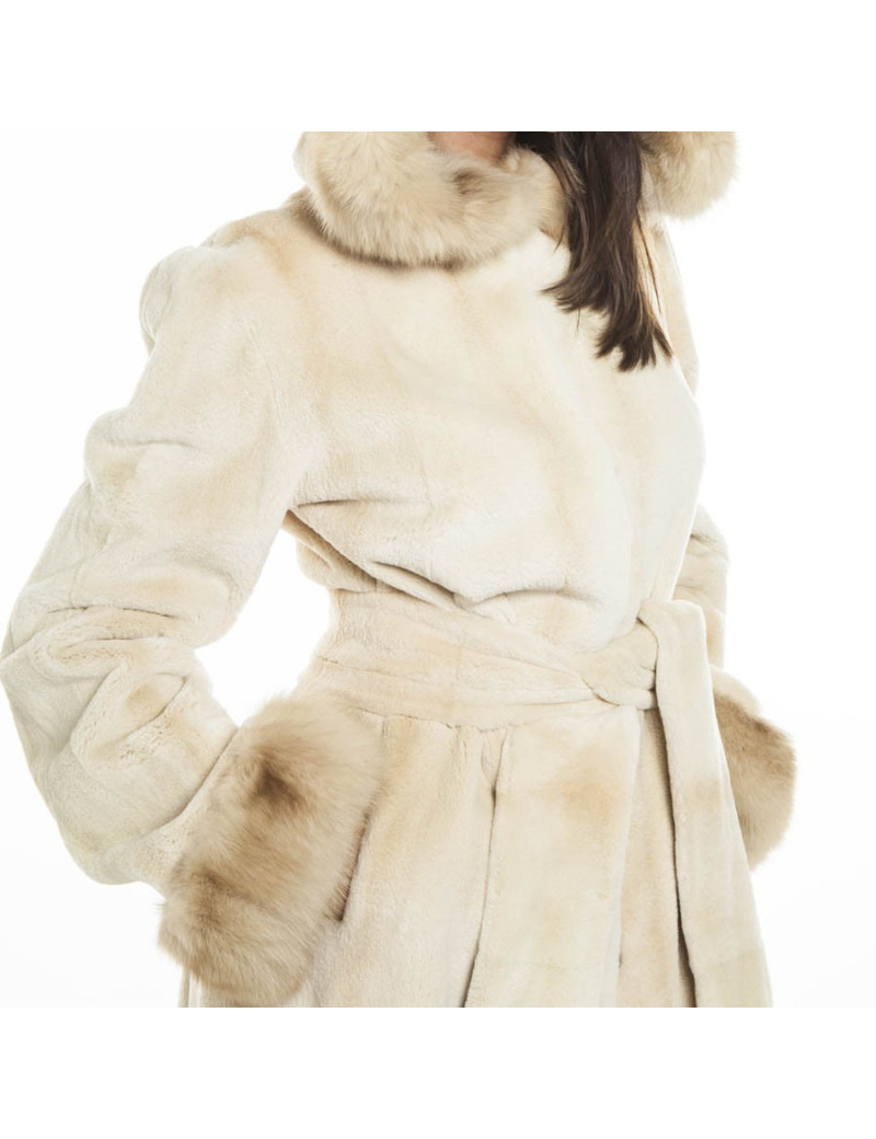MILADY long coat in beige mink and sand Size 42EU