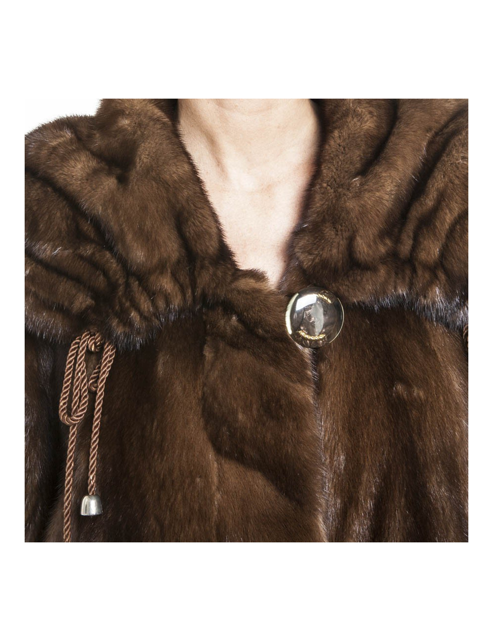 REBECCA long brown mink coat size 40FR