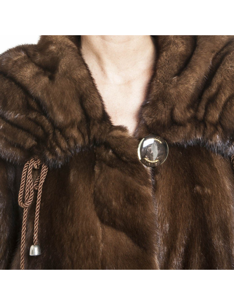 REBECCA long brown mink coat size 40FR