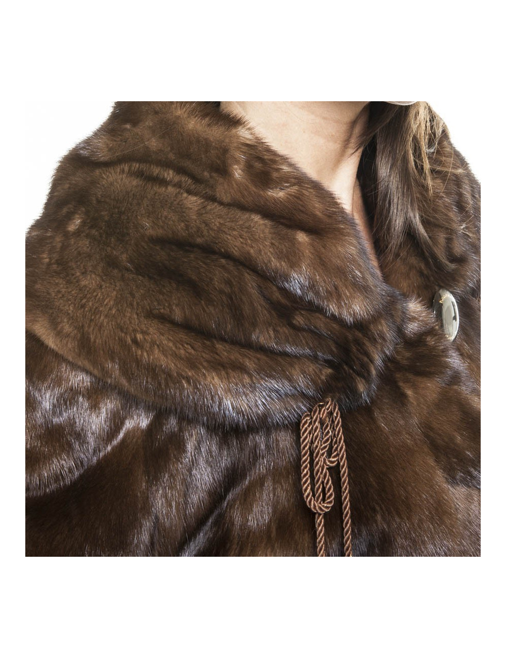 REBECCA long brown mink coat size 40FR
