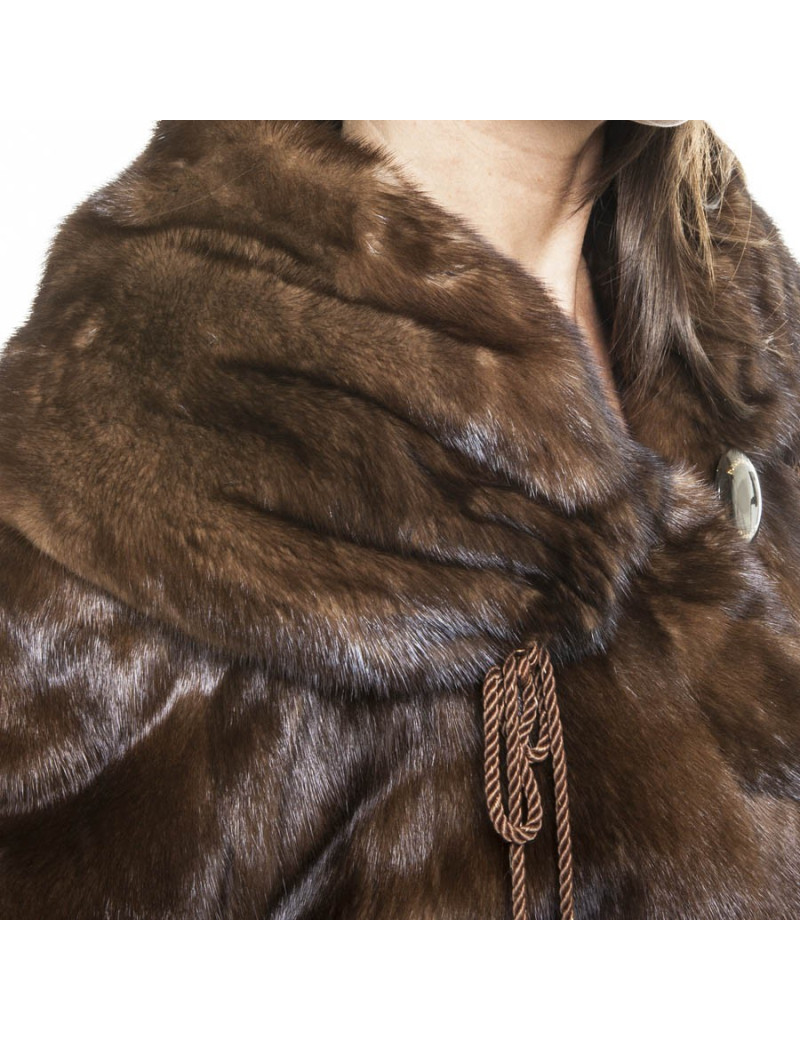 REBECCA long brown mink coat size 40FR